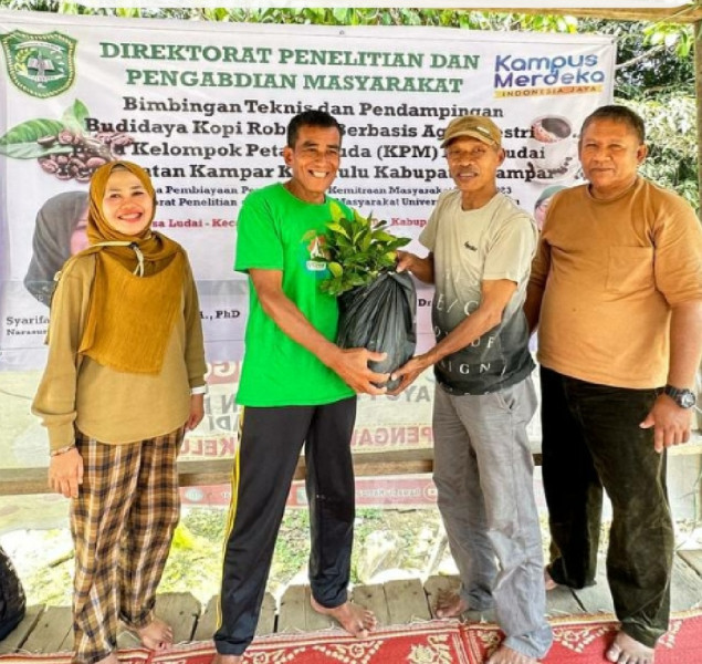 Bimbingan Teknis dan Pendampingan Budidaya Kopi Robusta Berbasis Agroforestri pada Kelompok Petani Muda (KPM) Desa Ludai Kecamatan Kampar Kiri Hulu Kabupaten Kampar